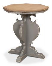 Sarreid 52656 - Brogan Side Table, Pine Wood Top, Distressed Gray Base, 26"H 52656