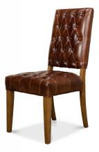 Sarreid 52775 - Brady Side Chair, Dark Brown Leather, Wood Frame, 40"H 52775