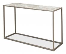 Sarreid 52876 - Minimal Console, Gray Marble Top, Antique Silver Frame, 48"W 52876