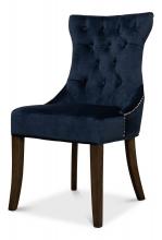 Sarreid 53038 - Sophie Side Chair, Navy Blue Velvet, Dark Wood Legs, 19"H 53038