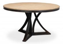 Sarreid 53057-5 - Flying Buttress Dining Table, Natural Top, Antique Black Base, 54"W 53057-5