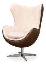 Sarreid 53113 - Jacobean Egg Chair, Brown Leather, Natural Shearling, 45"H 53113