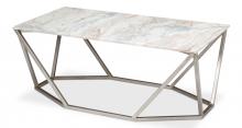 Sarreid 53152 - Trapezoid Coffee Table, Gray Marble Top, Silver Frame, 44"W 53152