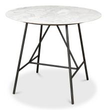 Sarreid 53169 - Portofino Caf? Table, White Marble Top, Black Base, 36"W 53169