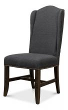 Sarreid 53174 - High Back Dining Chair, Black Fabric, Dark Wood Legs, 20"H 53174