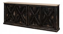 Sarreid 53217 - Cape Town Sideboard, Natural Top, Distressed Black, 87"W 53217