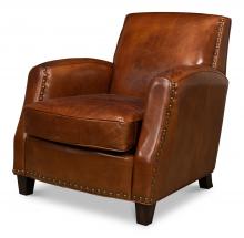 Sarreid 53258 - Taft Lounge Chair, Havana Brown Leather, Dark Wood Feet, 34"H 53258