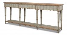 Sarreid 53270 - Chantal Console, Natural Top, Distressed Sage, 93"W 53270