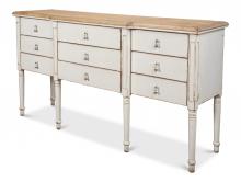 Sarreid 53285 - Celine Sideboard, Natural Top, Distressed White, 67"W 53285