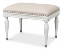 Sarreid 53292 - Layne Ottoman, Off-White Leather, Distressed White, 20"H 53292