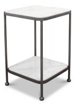 Sarreid 53388 - Noel Side Table, White Marble Top, Gunmetal Frame, 22"H 53388