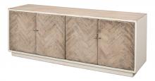 Sarreid 53417-3 - Amalia Media Unit, Antique White, Natural Doors, 65"W 53417-3