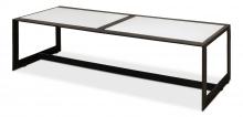 Sarreid 53428 - Ridged Coffee Table, White Marble Top, Black Frame, 60"W 53428