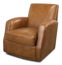 Sarreid 53467 - Taft Swivel Chair, Cuba Brown Leather, 33"H 53467