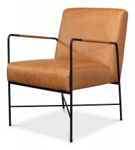 Sarreid 53486 - Xander Armchair, Light Brown Leather, Iron Frame, 32"H 53486