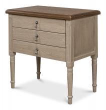 Sarreid 53500 - Asher Nightstand, Barn Gray, Brown Top, 30"W 53500