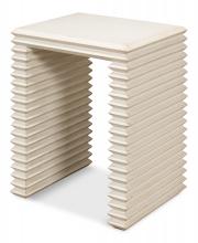 Sarreid 53527-3 - Stacked Side Table, Antique White, 24"H 53527-3