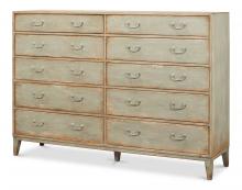 Sarreid 53619-4 - Willow Commode, 10-Drawer, Distressed Sage, 72"W 53619-4