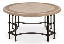 Sarreid 53625-I - Chisholm Equestrian Cocktail Table, Barn Gray Top, Black Frame, 40"W 53625-I