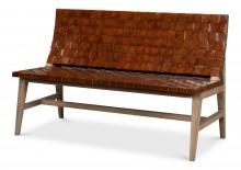 Sarreid 53715-L - Vineyards Alejandra Bench, Brown Leather, Pine Wood, 52"W 53715-L