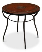 Sarreid 53720 - Teresa Equestrian Side Table, Brown Top, Iron Frame, 24"H 53720