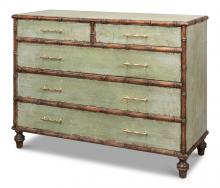 Sarreid 53776 - Bambusa Dresser, Distressed Sage, Walnut, 51"W 53776