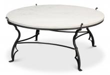 Sarreid 53808 - Marylin Coffee Table, White Marble Top, Iron Base, 48"W 53808