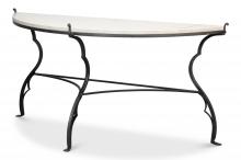 Sarreid 53809 - Marylin Demilune, White Marble Top, Iron Base, 64"W 53809