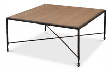 Sarreid 53812 - Castle Gate Coffee Table, Barn Gray Top, Iron Base, 42"W 53812