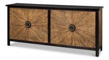 Sarreid 53818 - Centrum Sideboard, 4-Door, Distressed Black, Brown, 77"W 53818