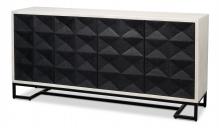 Sarreid 53828 - Asiger Sideboard, Off-White, Matte Black Doors, 72"W 53828