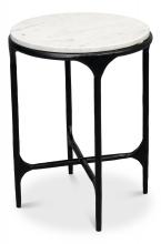 Sarreid 53839 - Anapa End Table, White Marble Top, Iron Frame, 17"W 53839