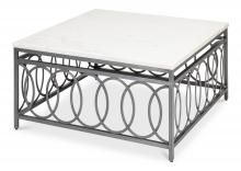 Sarreid 53871 - Olympia Coffee Table, White Marble Top, Gray Base, 36"W 53871