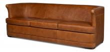 Sarreid 53907 - McMillan Sofa, Cuba Brown Leather, 90"W 53907