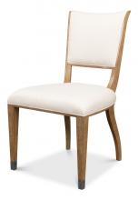 Sarreid 60-156-1 - Elegant Dining Chair, White Fabric, Light Wood Frame, 38"H 60-156-1