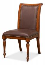 Sarreid 60-29 - Jupe Side Chair, Brown Leather, Walnut Frame, 39"H 60-29