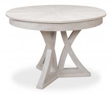 Sarreid 78-184-6 - Casual Jupe Dining Table, Small, Distressed White, 45"W 78-184-6