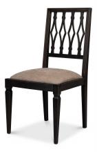 Sarreid U004-03F50 - Diamond Dining Chair, Brown Fabric, Black Frame, 39"H U004-03F50