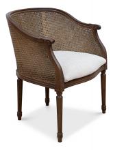 Sarreid U152-07F46 - Louis XVI Accent Chair, Cream Fabric, Driftwood Frame, 25.5"H U152-07F46