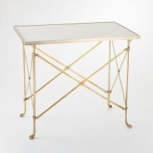 Global Views Company 8792 - Rectangular Directoire Table - Brass/White Marble