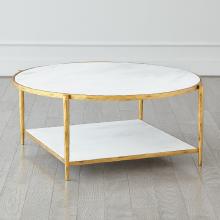 Global Views Company 9.93684 - Circle/Square Cocktail Table - Gold with  White Marble