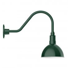 Montclair Light Works GNA114-42-W08-L10 - 8" Deep Bowl shade, LED Gooseneck Wall Mount with wire grill, Forest Green