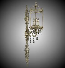 American Brass & Crystal WS2287-O-12G-PI - 3 Light 8 inch Extended Lantern Wall Sconce with Clear Curved glass & Crystal