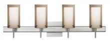 Besa Lighting 4SW-S44007-SN-SQ - Besa Pahu 4 Wall With SQ Canopy 4SW Transparent Smoke/Opal Satin Nickel 4x40W G9