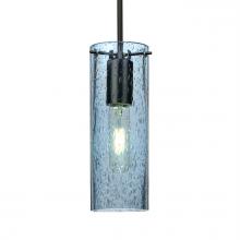 Besa Lighting J-JUNI10BL-BK - Besa, Juni 10 Pendant For Multiport Canopy, Blue Bubble, Black, 1x60W MAX E26 Base