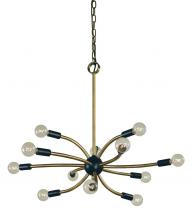 Framburg Limited Editions F-L1072 AB/MBLACK - 12-Light Antique Brass/Matte Black Comet Chandelier