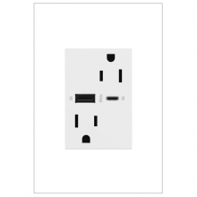 Legrand ARTRUSB156ACW4 - adorne® 15A Tamper-Resistant Ultra-Fast USB Type-A/C Outlet, White