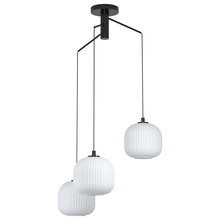 Eglo 99368A - 3 LT Staircase Pendant Black With White ribbed Glass 40W