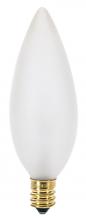 Satco Products Inc. A3585 - 25 Watt BA9 1/2 Incandescent; Frost; 2500 Average rated hours; 193 Lumens; Candelabra base; 130