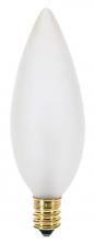 Satco Products Inc. A3586 - 40 Watt BA9 1/2 Incandescent; Frost; 2500 Average rated hours; 384 Lumens; Candelabra base; 130